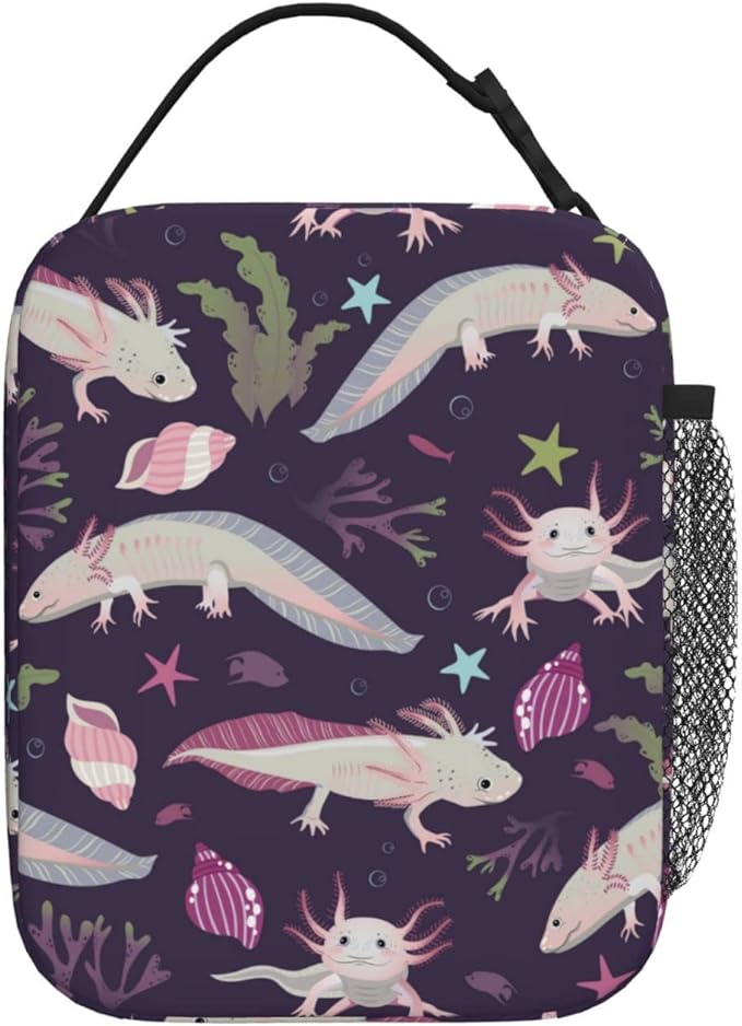 Axolotl Lunch Box Lunch Box Reusable Insulated Totes Lunch Bag Thermal Cooler For Boy Girls School Men Women Beach Picnic Travel