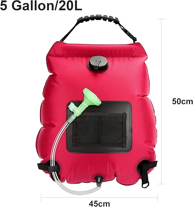 Solar Shower Bag, Solar Heating Camping Shower Bag, 5Gal(20L) Portable Camping Shower Bag, with Removable Hose and On-Off Switchable Shower Head, for Outdoor Traveling/Climbing/Hiking/Beach/Swimming