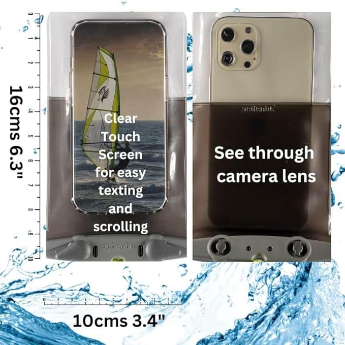 Aquapac Waterproof Phone Case, Medium, Grey, Lanyard, iPhone and Android, Made in The UK, Hiking, Mountain Biking, Running Accessory, Travel Essential, 5 Year Warranty. IPX8 Certified to 30 ft deep.