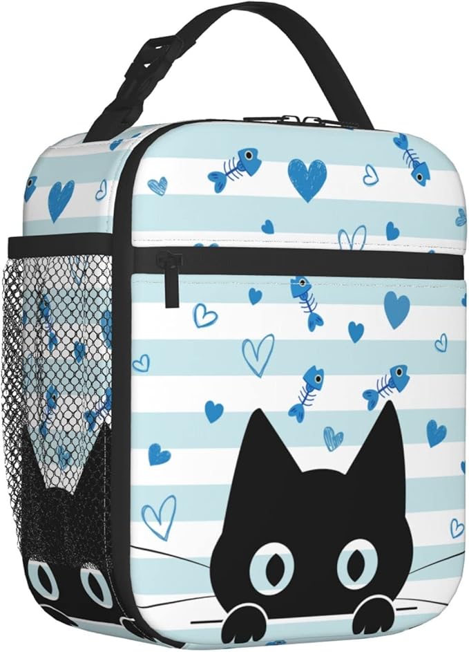 Black Cat Lunch Box Reusable Insulated Lunch Bag Thermal Cooler Tote For Boys Girls Teen School Men Women Picnic Travel Hiking