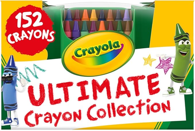 Crayola Ultimate Crayon Box Collection (152ct), Bulk Kids Crayon Caddy, Classic & Glitter Colors, Coloring Book Supplies, Gift for Kids