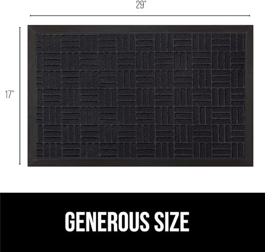 GORILLA GRIP 100% Waterproof All-Season WeatherMax Doormat, Durable Natural Rubber, Stain and Fade Resistant, Low Profile, Indoor Outdoor Door Mats, Easy Clean Patio Entrance Mat, 17x29, Midnight Maze