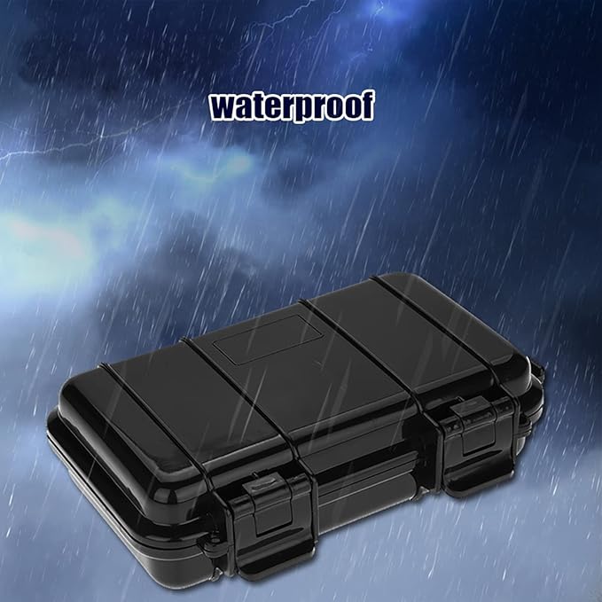 Tbest Outdoor Waterproof Shockproof Airtight Survival Box Storage Container Case Carry Box Black Dry Storage Box for Fishing Camping Hiking Outdoor Activities