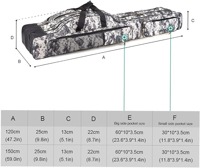 doorslay Portable Folding Fishing Tackle Storage Bags Oxford Fishing Rod Case Fishing Pole Bag Carry Organizer Outdoor Waterproof Fishing Bag