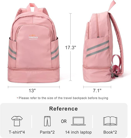 Coofay Gym Backpack for Women - Waterproof, Lightweight, Pink Sports Gym Bag with Shoe Compartment