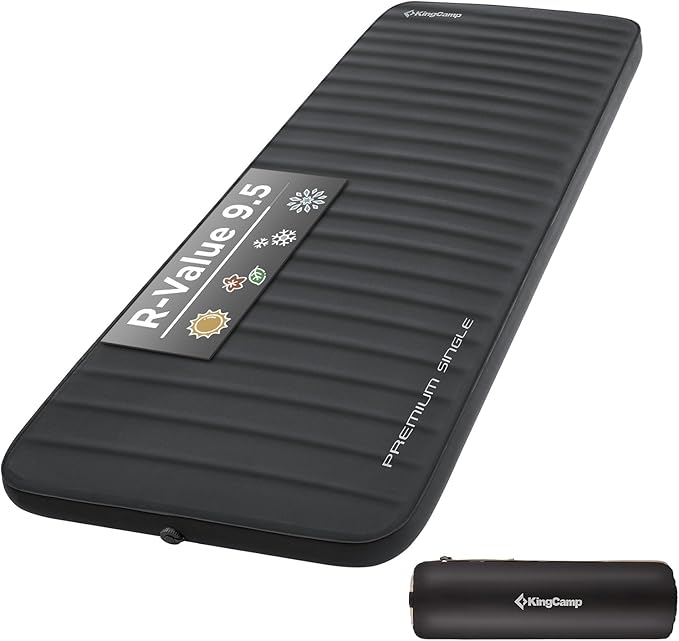 KingCamp Sleeping Pad for Camping, Self Inflating R 7.9 Sleeping Pad for All Seasons, 3" Thick Camping Mattress Mat for Outdoor Tent Cot Car Backpacking, PVC Free (Black)