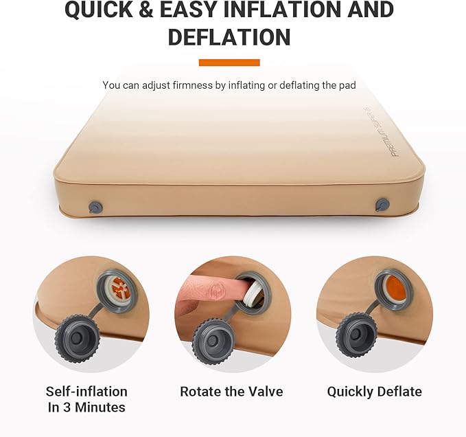 KingCamp Luxury 3D Insulated Double Self Inflating Camping Sleeping Pad, Portable Large Thick Self Inflatable Foam Air Mattress