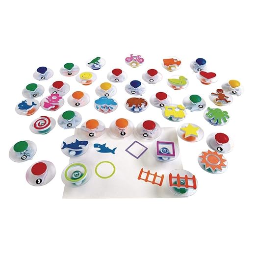 Colorations Easy Knob Grip Stamper Mega Jumbo Pack for Kids, 40 Stampers, 3" x 3", Storytelling, Card Making, Decorating, Pictures, Nature, Vehicles, Shapes, Animals