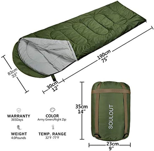 Sleeping Bag,3-4 Seasons Warm Cold Weather Lightweight, Portable, Waterproof Sleeping Bag with Compression Sack for Adults & Kids - Indoor & Outdoor: Camping, Backpacking, Hiking