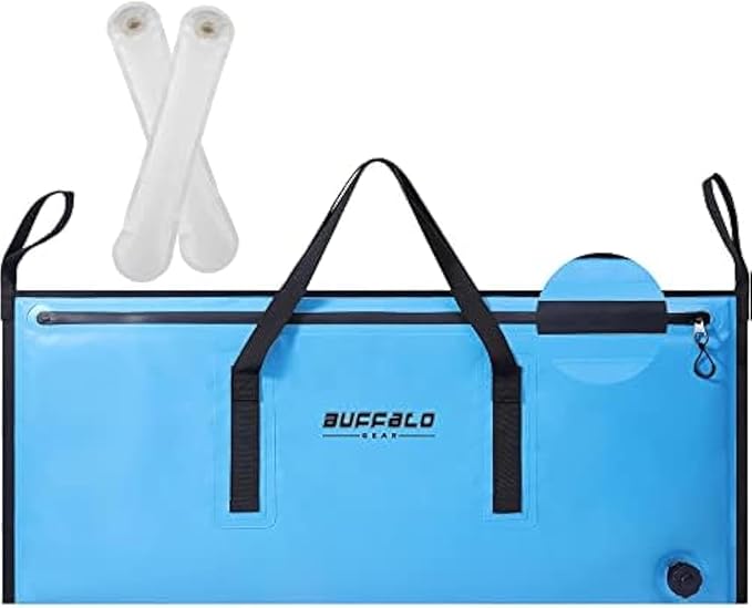 Buffalo Gear Insulated Fish Cooler - Leakproof Kill Bag with 2 Reusable Cooler Ice Packs - Portable Waterproof Zipper