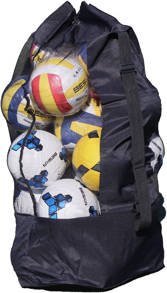 Greenery-GRE Extra Large Mesh Equipment Bag Adjustable Strap Drawstring Heavy Duty Hold 15 Soccer Balls Netball Basketball Football Bags Sports Duffel