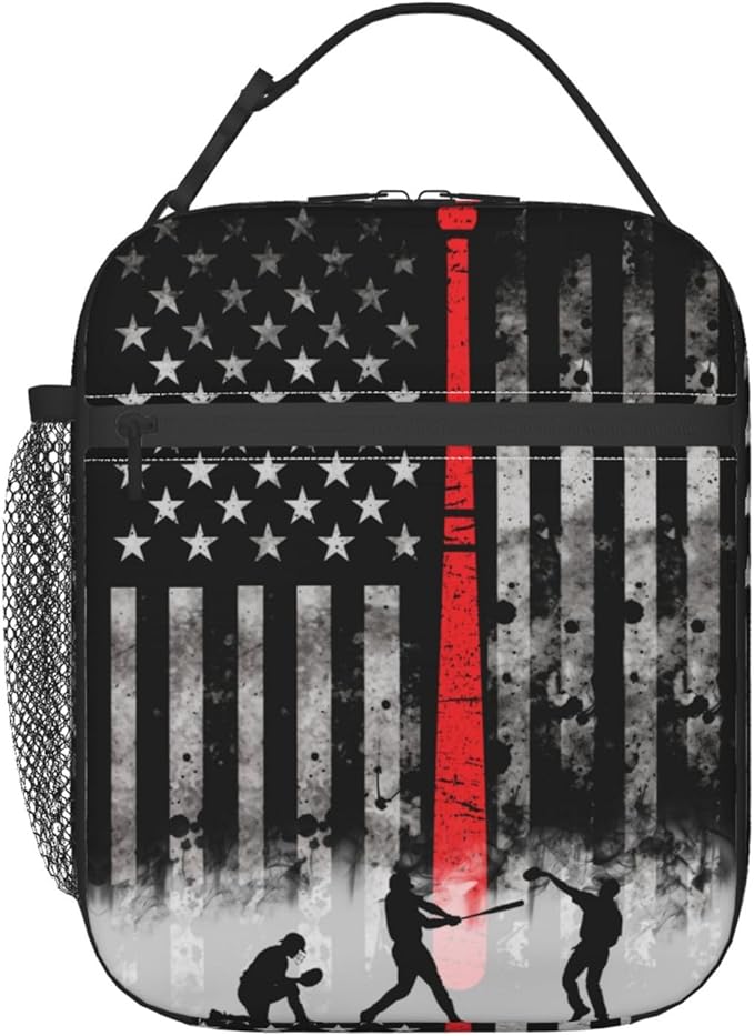 Baseball Lunch Bag Insulated Reusable Lunch Box Thermal Cooler Tote For Men Women Work Travel Picnic Hiking