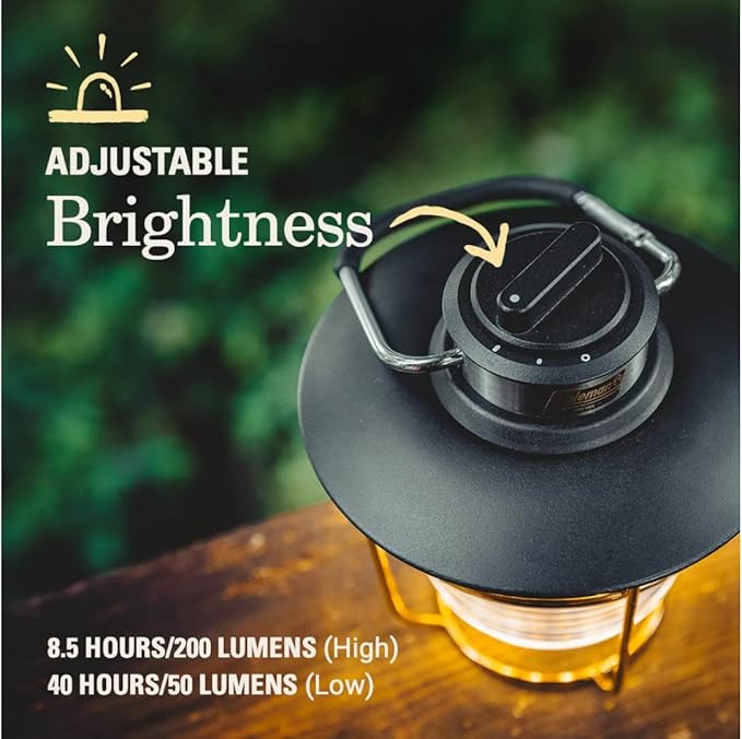 Coleman 1900 Collection 200 Lumens Premium LED Lantern, Durable Impact & Water-Resistant Lantern with Adjustable Brightness Settings & Carry Handle