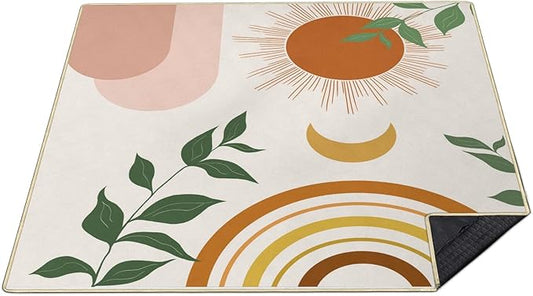 Extra Large Picnic Blankets Waterproof Foldable (80"x 80") Boho Beach Blanket Waterproof Sandproof,3-Layer Thicking Mat Outdoor Packable Camping Blanket