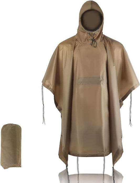 Camo Rain Poncho, Multi Use Waterproof Rain Coat