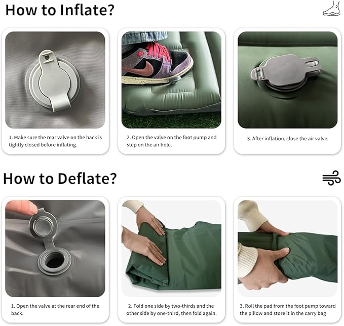 Camping Sleeping Pad, Extra Thick 5 Inch Ultralight Sleeping Pad for Camping with Pillow Built-in Foot Pump Inflatable Sleeping Pads Compact for Camp Backpacking Hiking Traveling