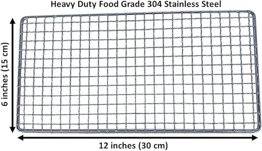 Portable Bushcraft Stainless BBQ Cooking Grill Grate, Bamboo Cutting Board, Burlap Bag, Mini Knife, Fire Starter Kits. Camping, Campfires, Backpacking, Hunting & Fishing Gear