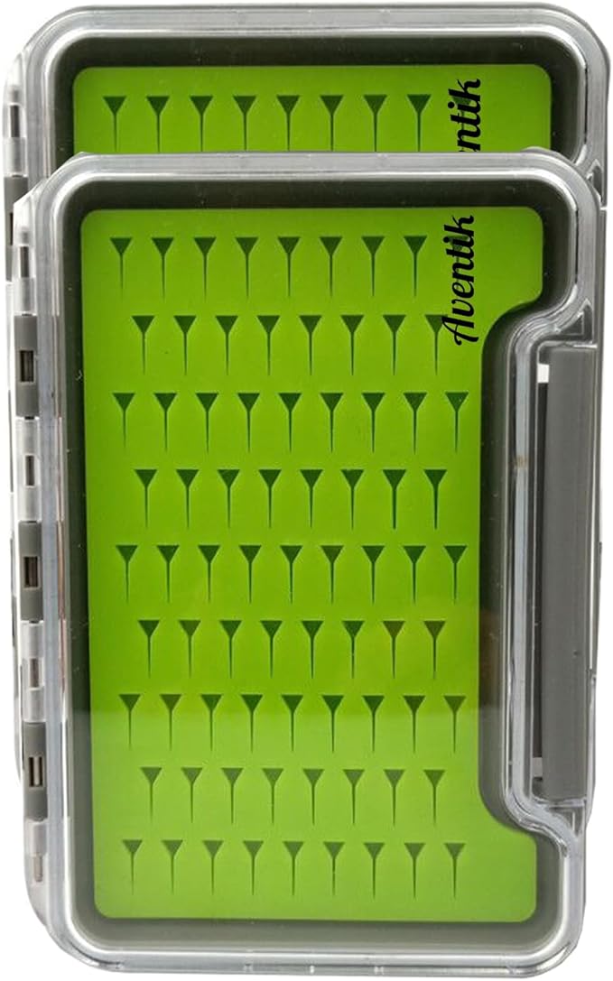 Aventik Fly Fishing Boxes Silicone Super Slim Fishing Storage Fishing Tackle Case Waterproof Best Pocket Sizes 7.36"X4.02"X0.63"/5.39"X3.74" X0.63'(2pc-g048mb)