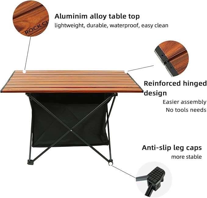 ROCK CLOUD Portable Camping Table Ultralight Aluminum Camp Table with Storage Bag Folding Beach Table for Camping Hiking Backpacking Outdoor Picnic