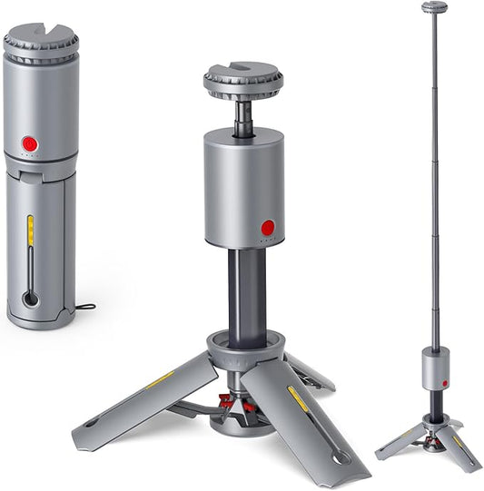 Telescopic Camping Light - Cordless Dimmable Camping Tent Lamp, 10000mAh Rechargeable Magnetic Lantern IPX6/IPX4 Waterproof, 520LM 3000K/5000K + SOS Mode with Ground Stakes (Gray-Red)