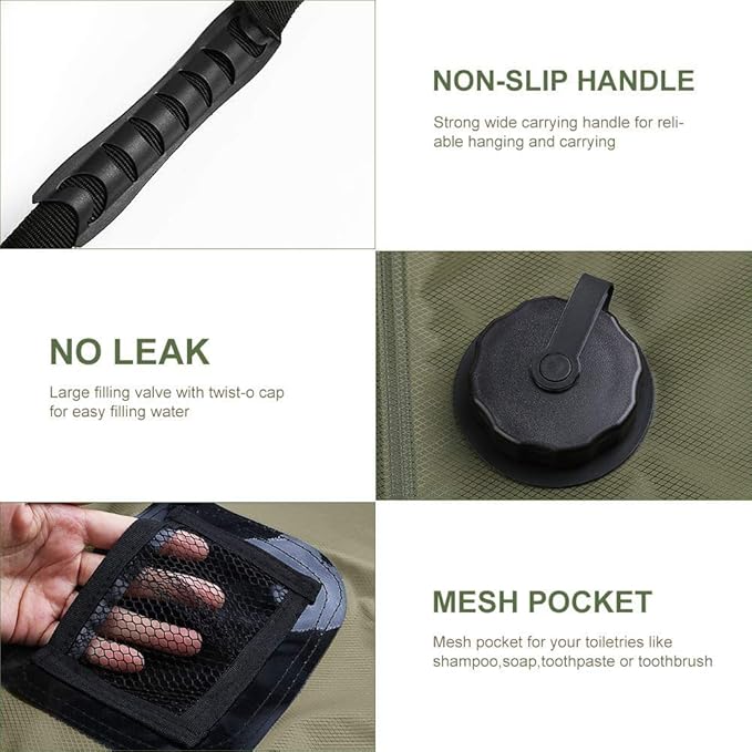 Solar Shower Bag, Solar Heating Camping Shower Bag, 5Gal(20L) Portable Camping Shower Bag, with Removable Hose and On-Off Switchable Shower Head, for Outdoor Traveling/Climbing/Hiking/Beach/Swimming