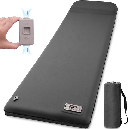 Self Inflating Sleeping Pad with Electric Pump,3.14" Thick Memory Foam Sleeping Mats for Camping,Easy Inflate&Deflate,9.5 R-Value Insulated Camping Mattress with Pillow for Car Travel Tent, Grey