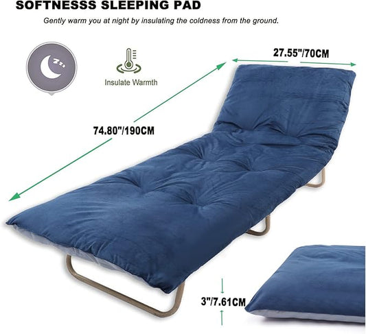 Gehannah Thick Camping Sleeping Pad, Soft Comfortable Microfiber Camping Cot Pads for Adults, Lightweight Foldable Sleeping mats for Traveling Hiking Backpacking Traveling