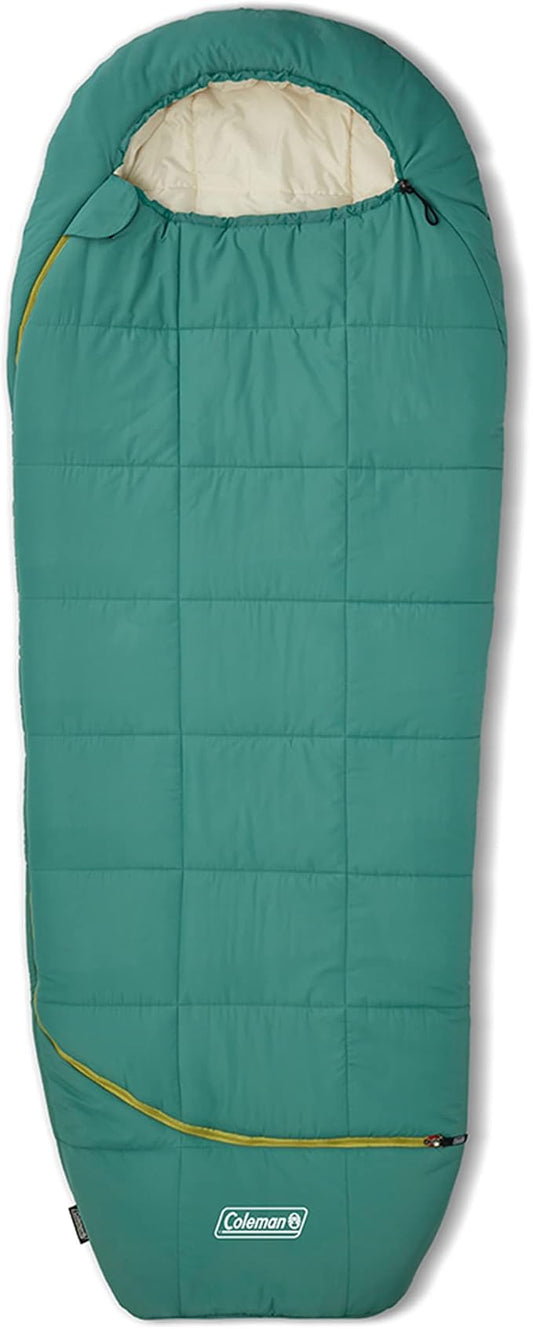Coleman Big Bay 20°F Sleeping Bag, Adult Mummy Sleep Sack with Headrest