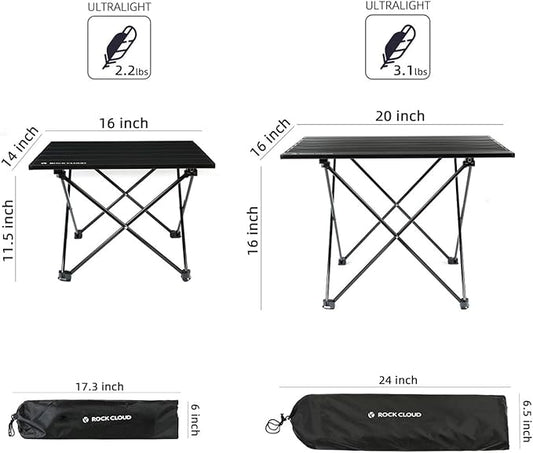 ROCK CLOUD Portable Camping Table Ultralight Aluminum Camp Table Folding Beach Table for Camping Hiking Backpacking Outdoor Picnic, Size M