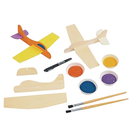 Colorations® Decorate Your Own Wooden Model Airplanes, Set of 12, Create Unique & Personal Designs, Fun Kids Craft Project, Craft Project for Boys & Girls, Decorate & Play Craft