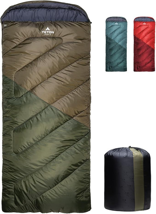 Teton Celsius XXL Sleeping Bag, Cold Weather Sleeping Bags for Adults and Kids, Camping Made Easy and Warm. Compression Sack Included, 35F, 25F, 0F, 20F Degree