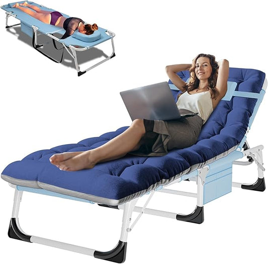 ABORON Folding Camping Cot for Adults, Heavy Duty 3-in-1 Bed for Guest Sleeping, Adjustable Double-Layer 1200D with Mattress & Carrying Bag for Home, Office, Vacation, Hospital Use