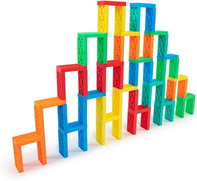 Bulk Dominoes Kinetic Domino Kit | Dominoes Set, STEM STEAM Small Toys, Family Games for Kids, Kids Toys and Games, Building, Toppling, Chain Reaction Sets (68pc)