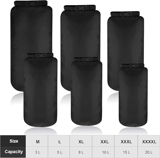 Shappy 6 Pcs Waterproof Dry Bag Set 6 Size Lightweight Sack and Long Adjustable Shoulder Strap 20/15/10/8/5/3l Outdoor Keep Gear Stuff Sack for Backpacking Boating Hiking Camping