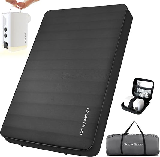 Self-Inflating Sleeping Pad with Portable Electric Pump 4in Thick Memory Foam Camping Mattress for Tent Cot & Car Travel, Fast Inflate & Deflate Camping Pad, Black