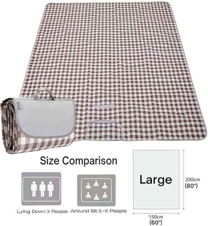 K Y KANGYUN Beach Blanket Outdoor Picnic Blankets Mat 80"x60" Extra Large Waterproof Sand Proof Camping Blankets Lightweight Folding Portable Travel Blanket for Family Park Beach Grass (Brown)