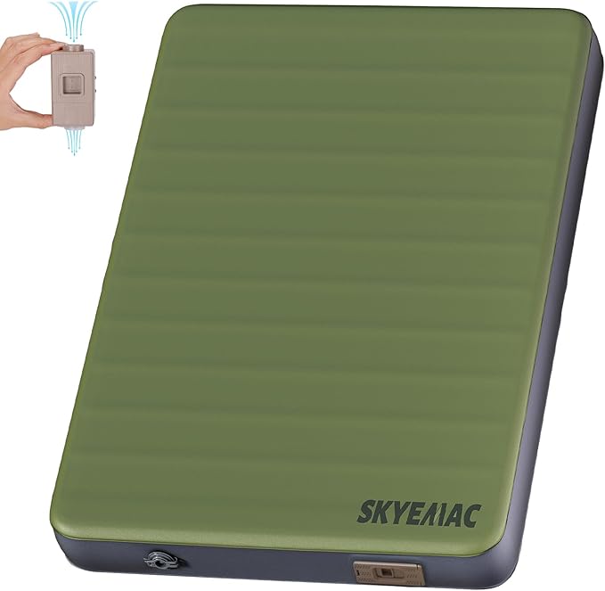 SKYEMAC Self-Inflating Memory Foam Sleeping Pad with Built-in Pump - R-Value 13, Full Size (78" L x 55" W x 4" TH) - Thick Camping Mattress for Car Camping, and Family Use - Comfortable & Durable