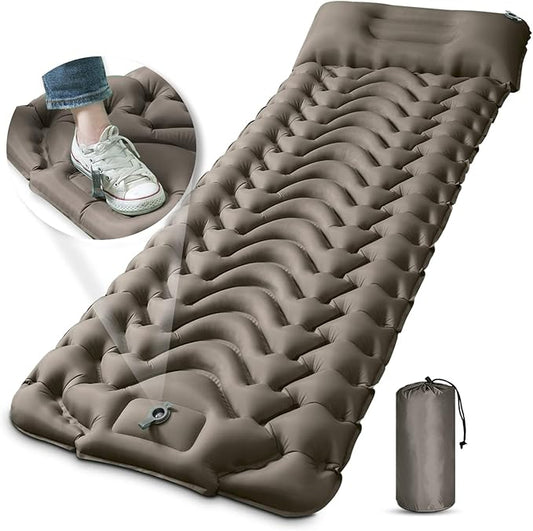 MEETPEAK Camping Pad, Foot Press Inflatable Sleeping Pad Thick 4 Inch Lightweight Camping Sleeping Mat Ultralight Compact Waterproof Air Mattress for Outdoor Hiking Hammock Backpacking Sleeping Bag