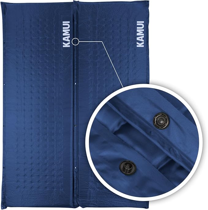 KAMUI Self Inflating Sleeping Pad - 2 Inch Thick Camping Pad Connectable with Multiple Camping Mats Designed for Tent, Couple, and Family Camping