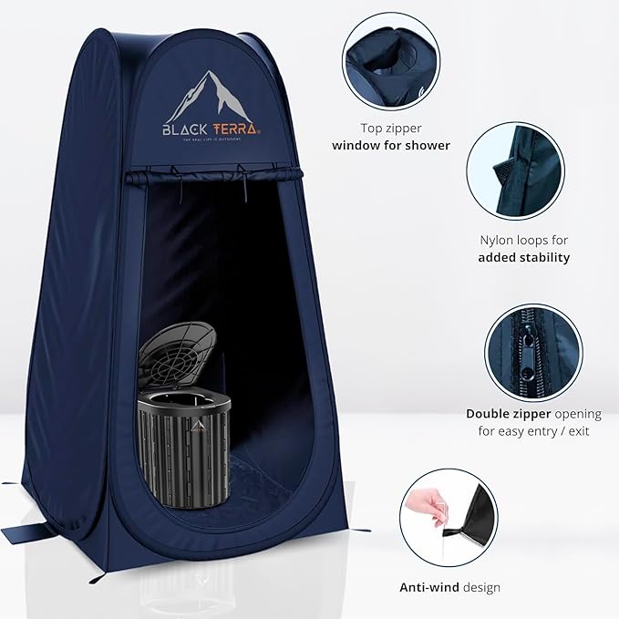 BlackTerra Portable Toilet for Adults - Portable Toilet for Camping Privacy Outdoor Bathroom Tent XL Portable Toilet Set for Adults