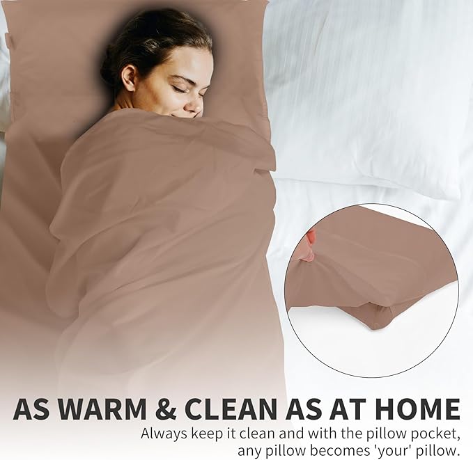Sleeping Bag Liner - Travel Sheets for Hotel, Portable & Comfortable & Quick-Drying Adult Sleep Sack for Camping, Business Trips, Traveling, Hostel