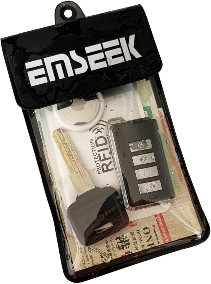 Armband Waterproof wallet Floating Surf Car Key Fob Case Beach dry bag ankle Waterproof Pouch Holder For GPS Key Money Credit Vaccine Card Driver License ID Badge (Black)