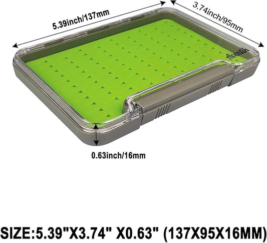 Aventik Fly Fishing Boxes Silicone Super Slim Fishing Storage Fishing Tackle Case Waterproof Best Pocket Sizes 7.36"X4.02"X0.63"/5.39"X3.74" X0.63'(2pc-g048mb)