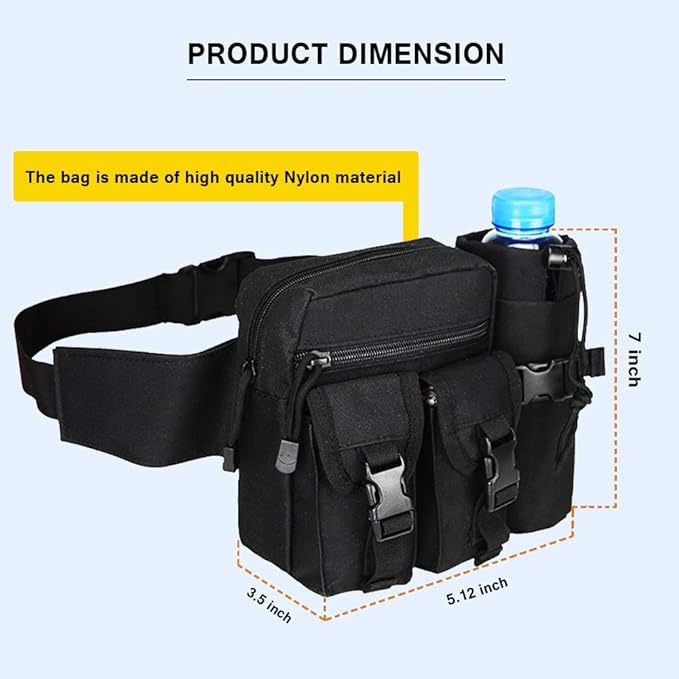 Tactical Waist Pack Bag Pouch Fanny Pack With Water Bottle Holder, SYIDINZN Outdoor Waterproof Waist Shoulder Bag for Cycling Camping Climbing Hiking Trekking Running Hunting Fishing Travel