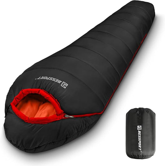 Bessport Mummy Sleeping Bag | 15-45 ℉ Extreme 3-4 Season Sleeping Bag for Adults Cold Weather– Warm and Washable, for Hiking Traveling & Outdoor Activities