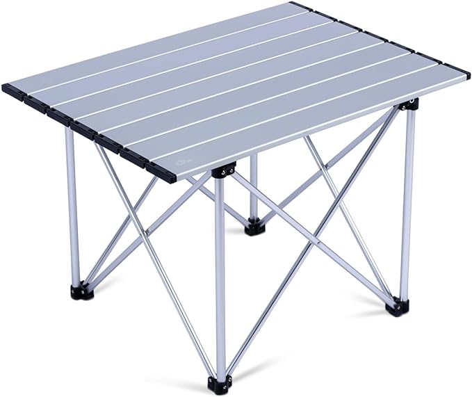 iClimb Ultralight Compact Camping Folding Table with Carry Bag (Reinforced Silver - L)