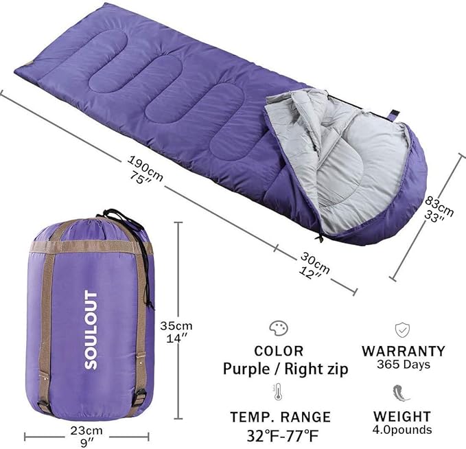 Sleeping Bag,3-4 Seasons Warm Cold Weather Lightweight, Portable, Waterproof Sleeping Bag with Compression Sack for Adults & Kids - Indoor & Outdoor: Camping, Backpacking, Hiking