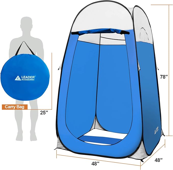 Leader Accessories Pop Up Shower Tent Dressing Changing Room Privacy Portable Camping Shelters 4' x 4' x 78" H Extra-Large Space