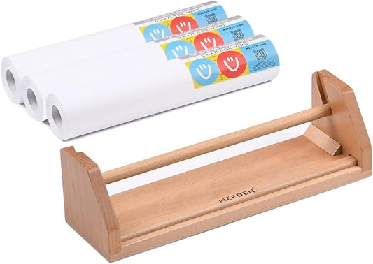 MEEDEN Tabletop Paper Roll Dispenser - Beech Wood Kids Easel with Paper Rolls (12" x 75ft) - Portable Easel for Kids to Doodle, Drawing, Art, Craft