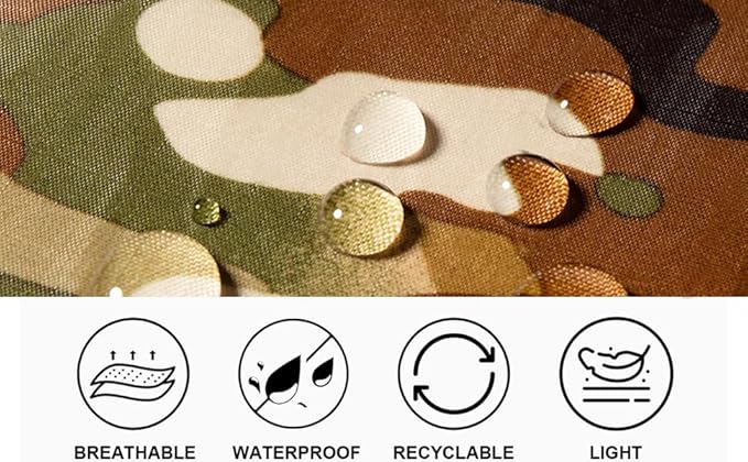 Camo Rain Poncho, Multi Use Waterproof Rain Coat